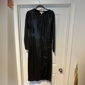 Michael Kors Black Sequin Long Sleeve Dress